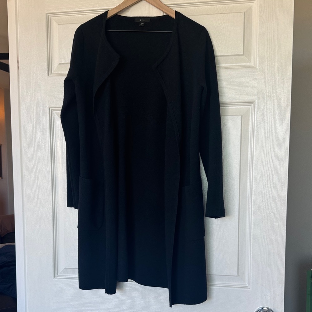 J. Crew Black Longline Open-Front Cardigan